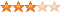 Hotel rating showing three orange stars and two pale stars
