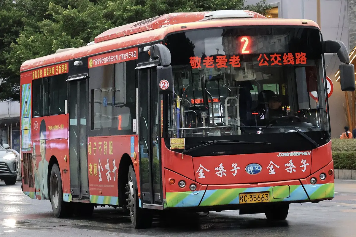 Public bus operating in Guilin