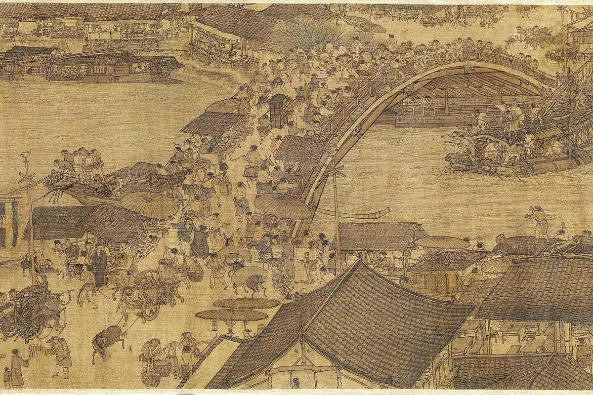 Along the River During the Qingming Festival (detail of original)