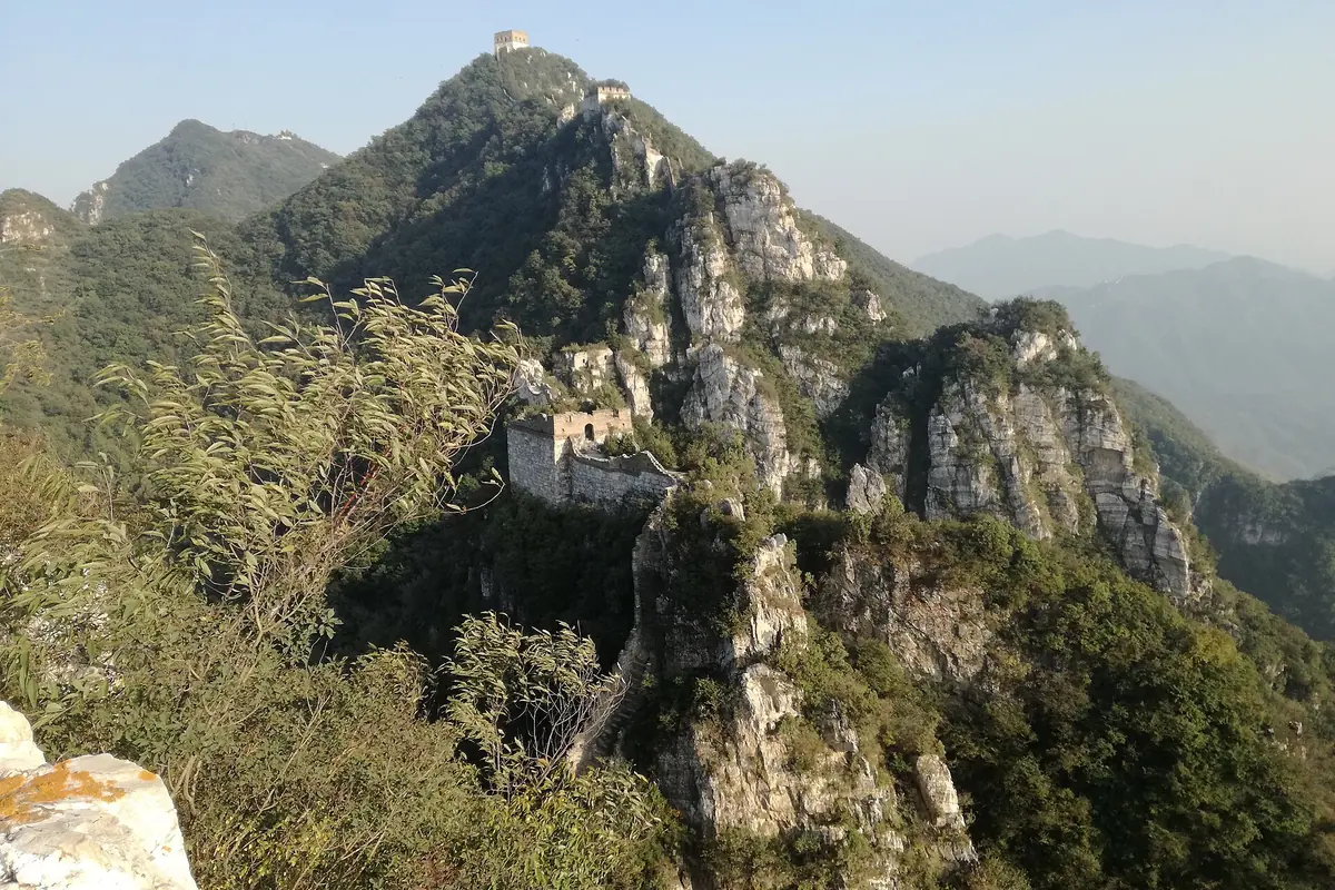 Great Wall ruins crossing steep rugged mountain peaks