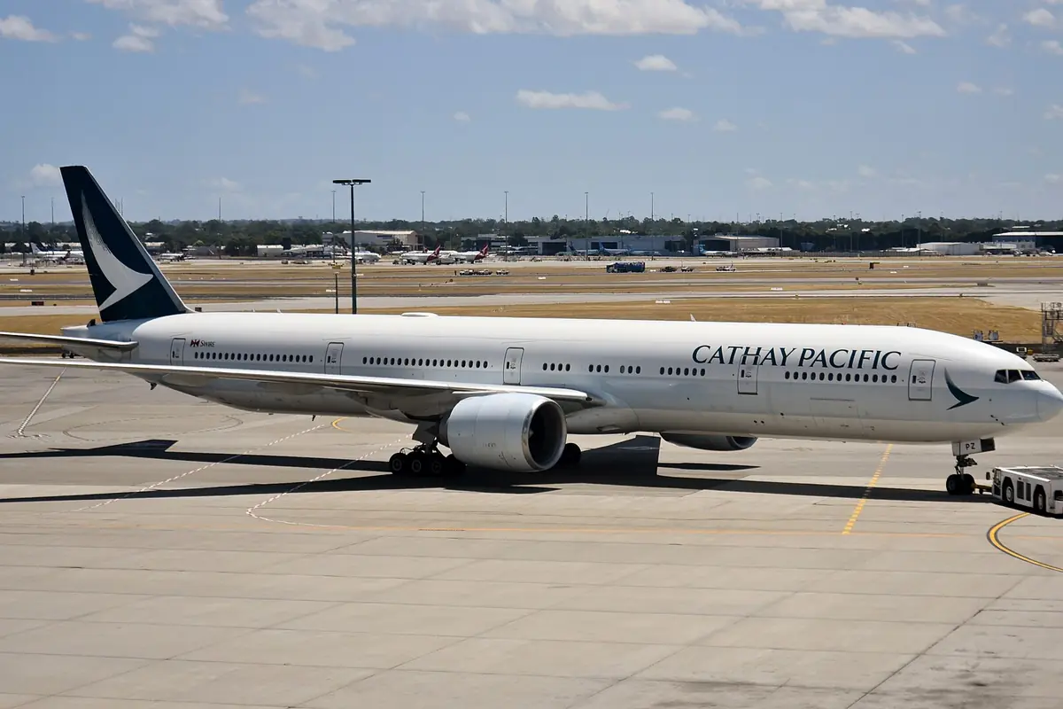 Cathay Pacific Boeing 777 B-KPZ Perth 2025 (04), illustrating Hong Kong To Zhangjiajie