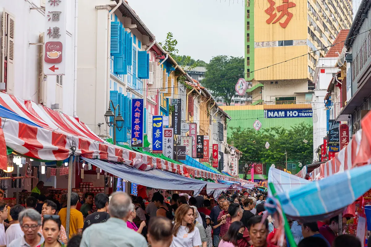 Chinese New Year market in Singapore Chinatown horizontal