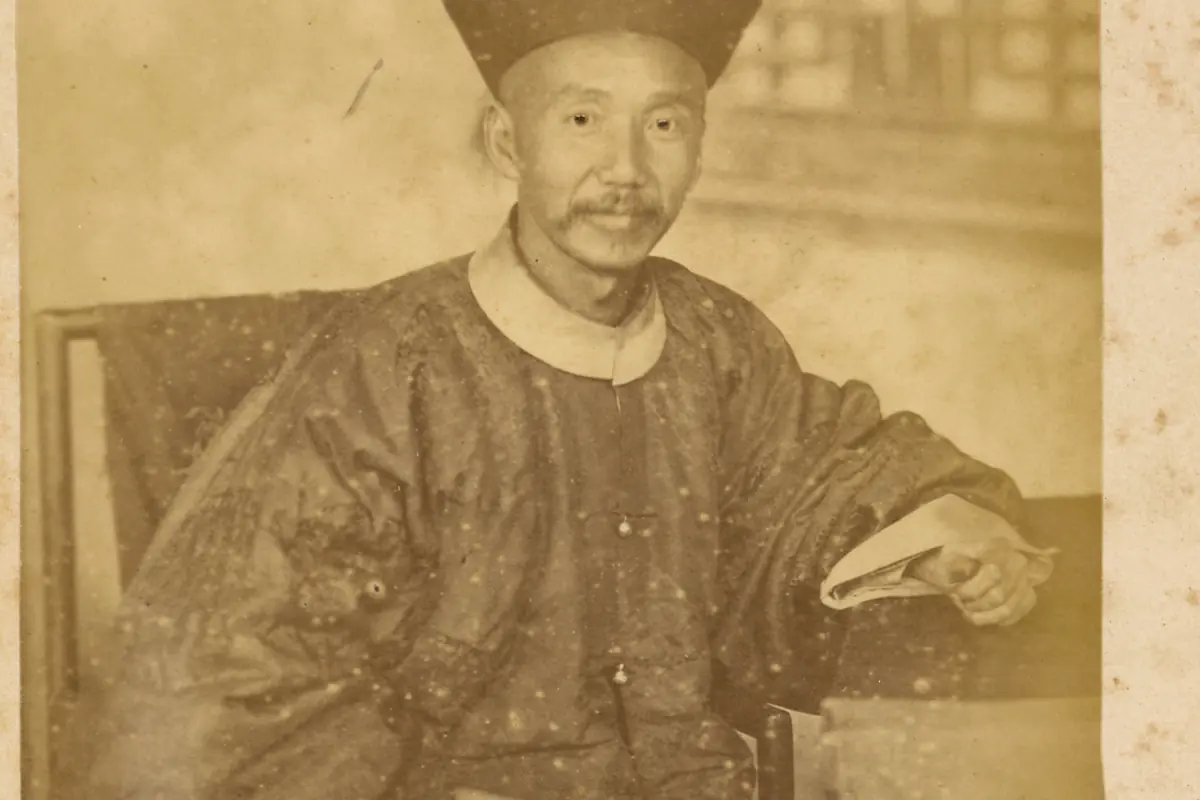 A Chinese Man in Silk Brocade Jacket and Plain Gown. China, 1874-75 WDL4138, illustrating Jiaohe Ruins