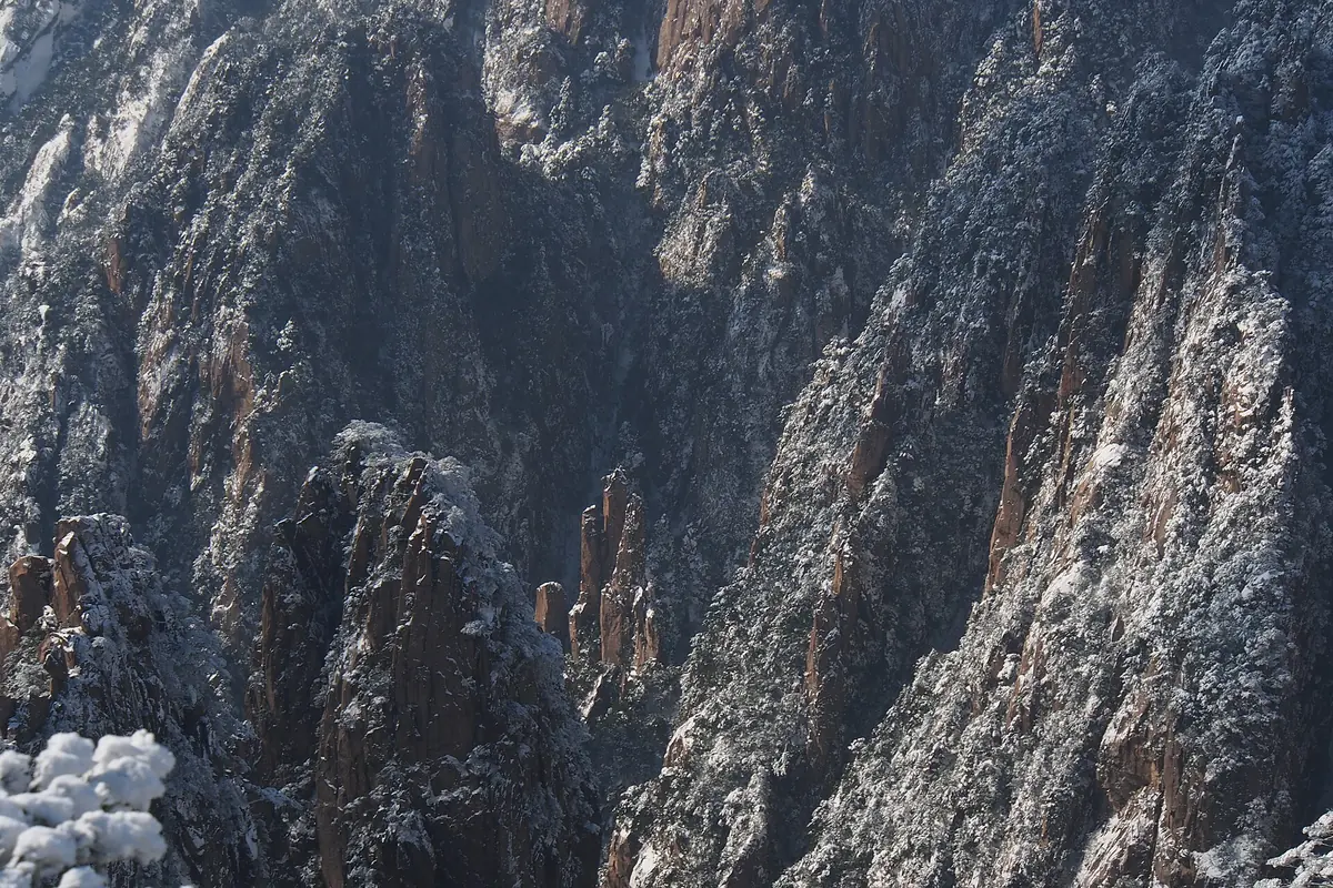 Snow-dusted granite peaks in Huangshan