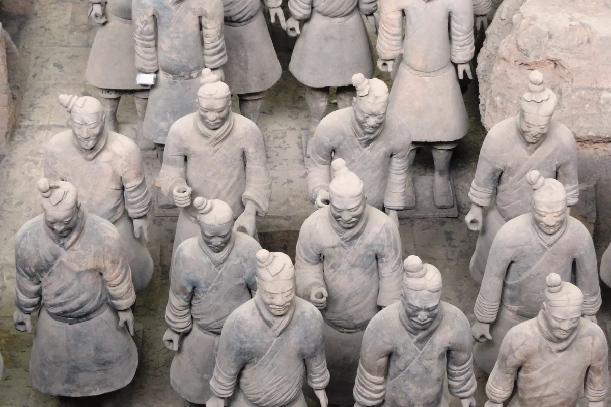 Terracotta figures in the Qin mausoleum museum near Xian
